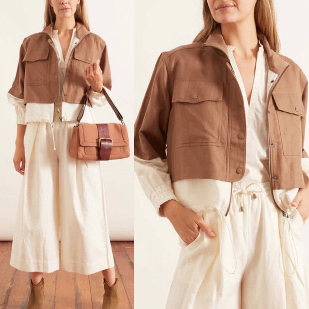 NWT APIECE APART Selva Cropped Windbreaker in Camel - Picture 3 of 13